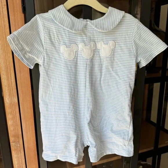 Cecil & Lou Romper Knit Appliqué Mouse Ears baby boy shortall mickey disney - Picture 7 of 7